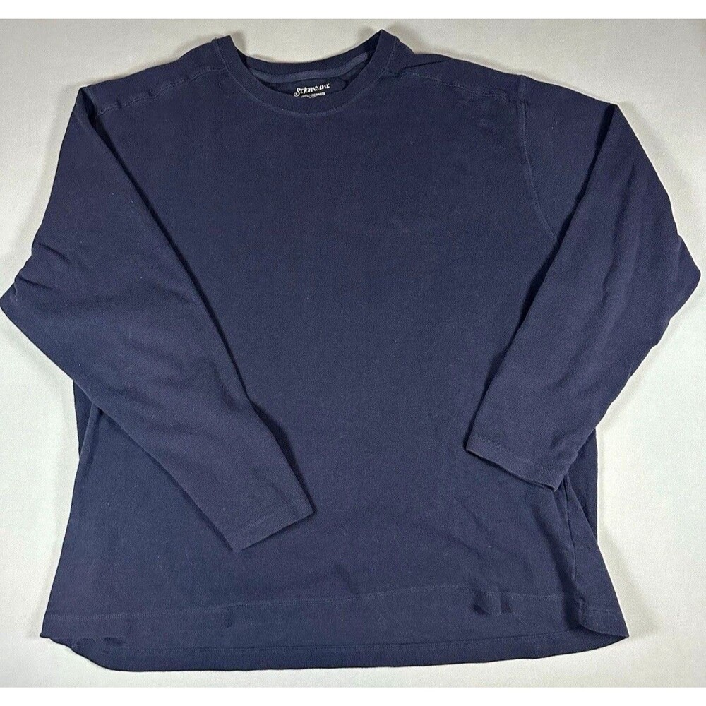 St. John's Bay Sweater Mens XL Navy Cotton Knit Waffle Crew Neck Pullover